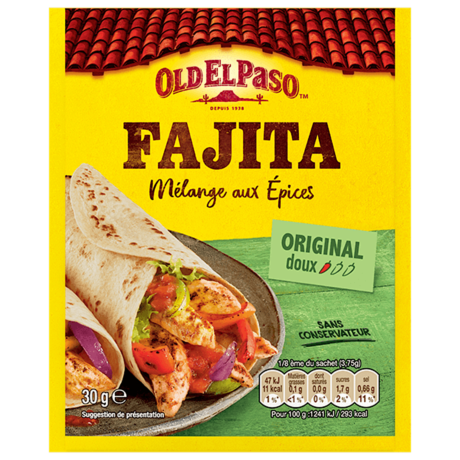 paquet de Mélange aux Épices pour Fajitas Doux Old El Paso's Original 30g